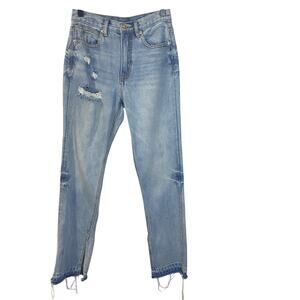 SLVRLAKE Denim Light Wash Distressed Jeans Released Hem High Rise Ankle Sz 27